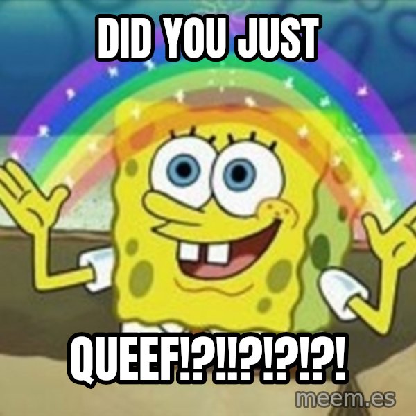 Spongebob meme: did you just / QUEEF!?!!?!?!?!