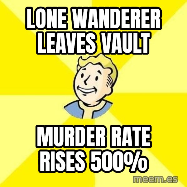 Fallout 3 meme: Lone wanderer leaves vault / murder rate rises 500%