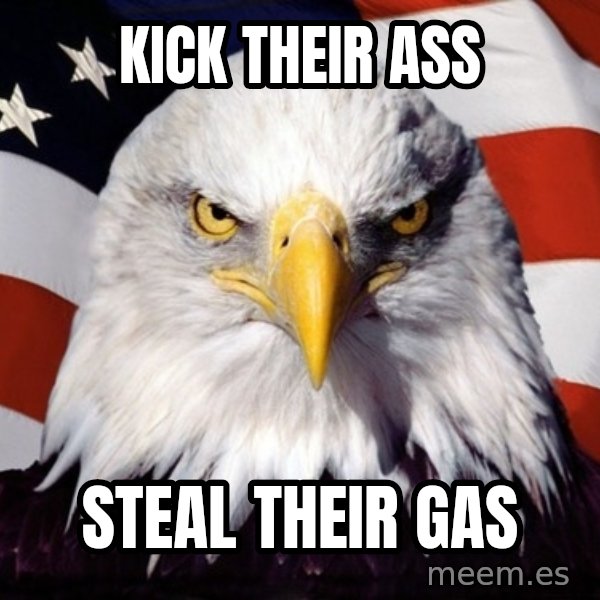 American Pride Eagle meme: KICK THEIR ASS / STEAL THEIR GAS