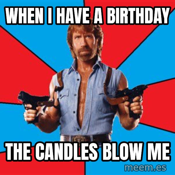 Chuck Norris  meme: When i have a birthday / the candles blow me