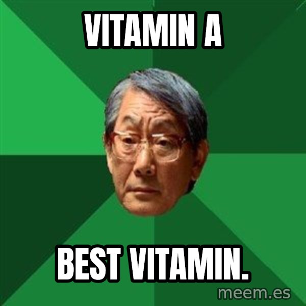 High Expectations Asian Father meme: Vitamin A / Best vitamin.