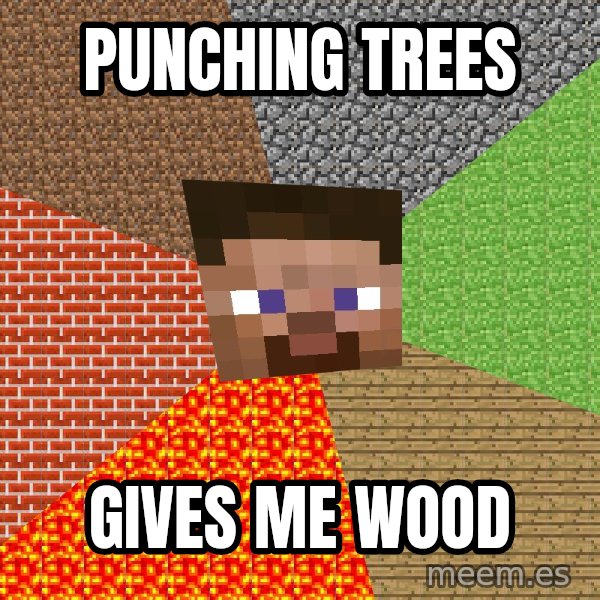 Minecraft Guy meme: Punching Trees / Gives Me Wood