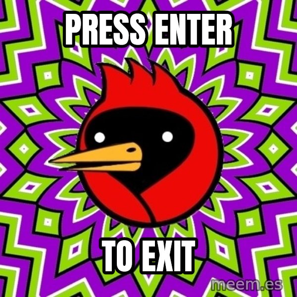 Omsk Crow meme: PRESS ENTER / TO EXIT