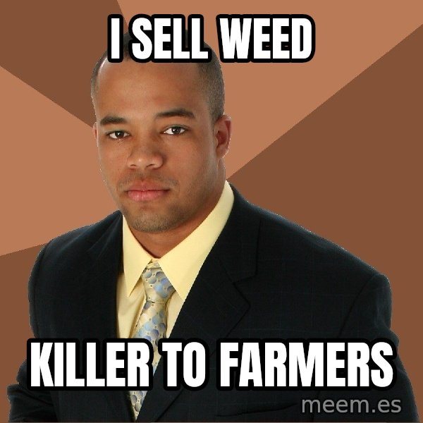 Successful Black Man meme: I sell weed / killer to farmers