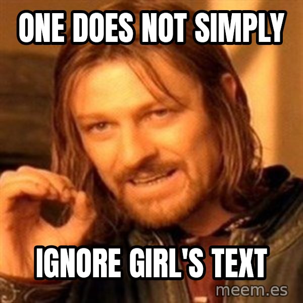 One Does Not Simply meme: one does not simply / ignore girl's text