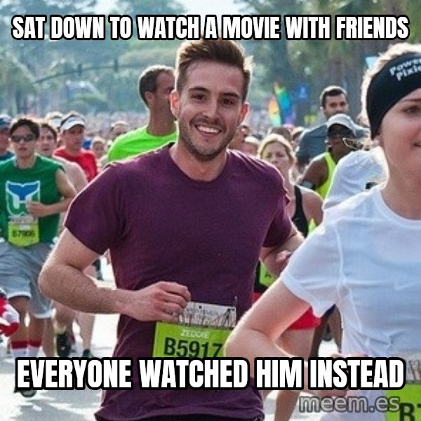 Ridiculously photogenic guy (Zeddie) meme: sat down to watch a movie with friends / everyone watched him instead