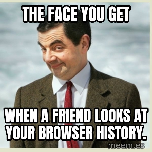 MR bean meme: the face you get / when a friend looks at your browser history.