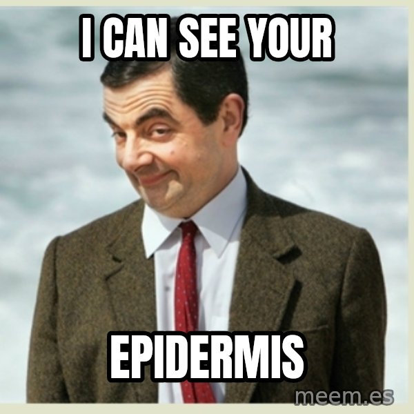 MR bean meme: I can see your / epidermis