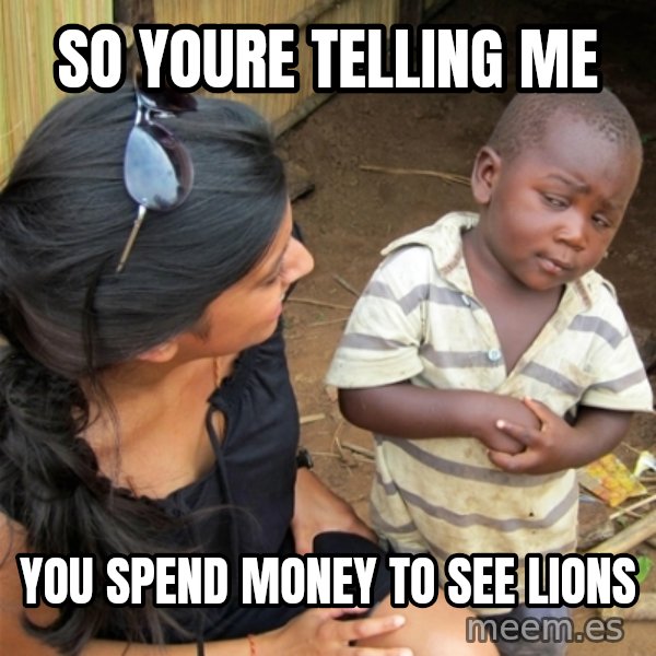 So You're Telling me meme: so youre telling me / you spend money to see lions