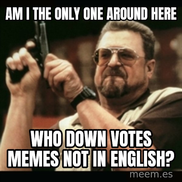 am i the only one around here meme: AM I THE ONLY ONE AROUND HERE / WHO DOWN VOTES MEMES NOT IN ENGLISH?