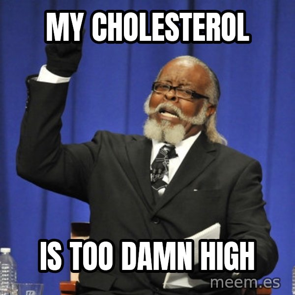 Rent Is Too Damn High meme: MY CHOLESTEROL / IS TOO DAMN HIGH