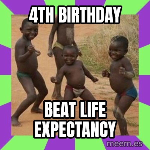 african children dancing meme: 4TH BIRTHDAY / BEAT LIFE EXPECTANCY