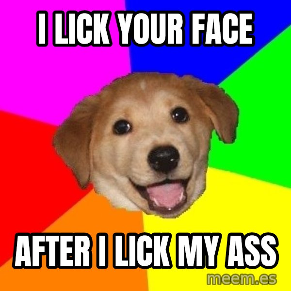 Advice Dog meme: I lick your face / After I lick my ass