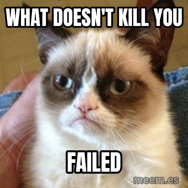 Grumpy Cat  meme: What doesn't kill you / failed