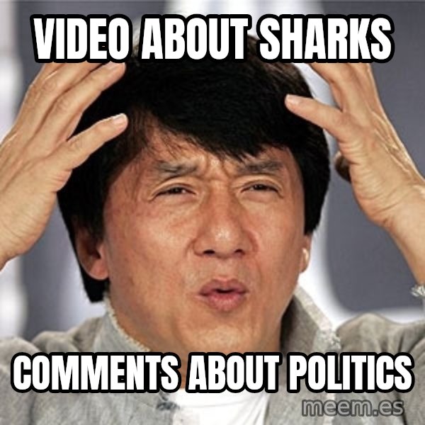 Jackie Chan meme: Video about sharks / Comments about politics