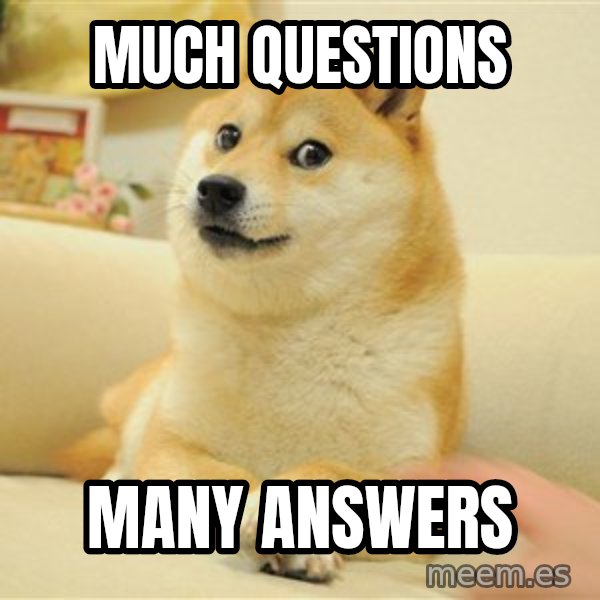 so doge meme: much questions / many answers
