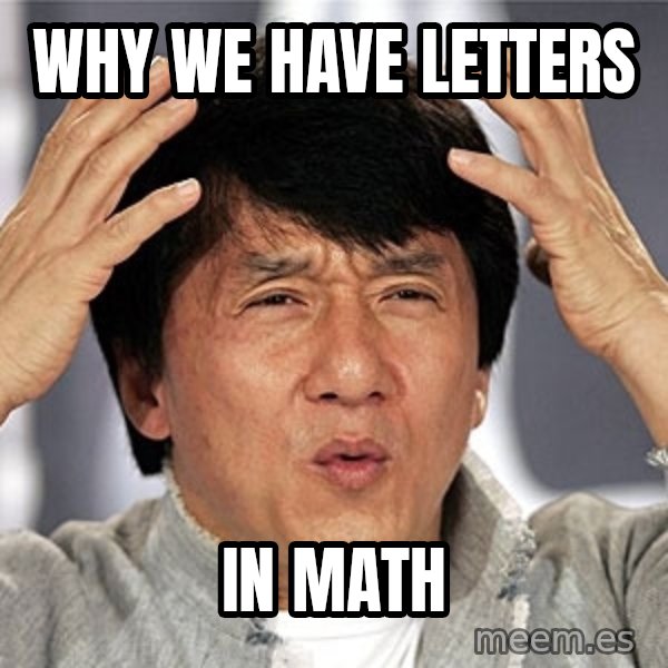 Jackie Chan meme: why we have letters / in math