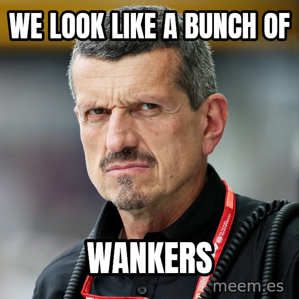 Guenther Steiner Stare meme: We look like a bunch of / Wankers